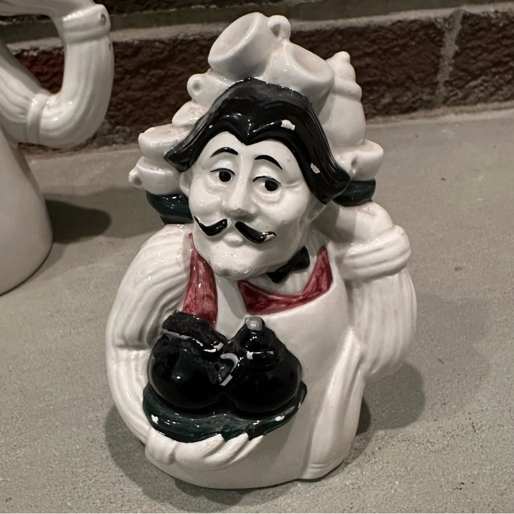 VTG Dept 56 Coffee Break LOT Italian Waiter Sugar Bowl, Creamer & Salt Shaker